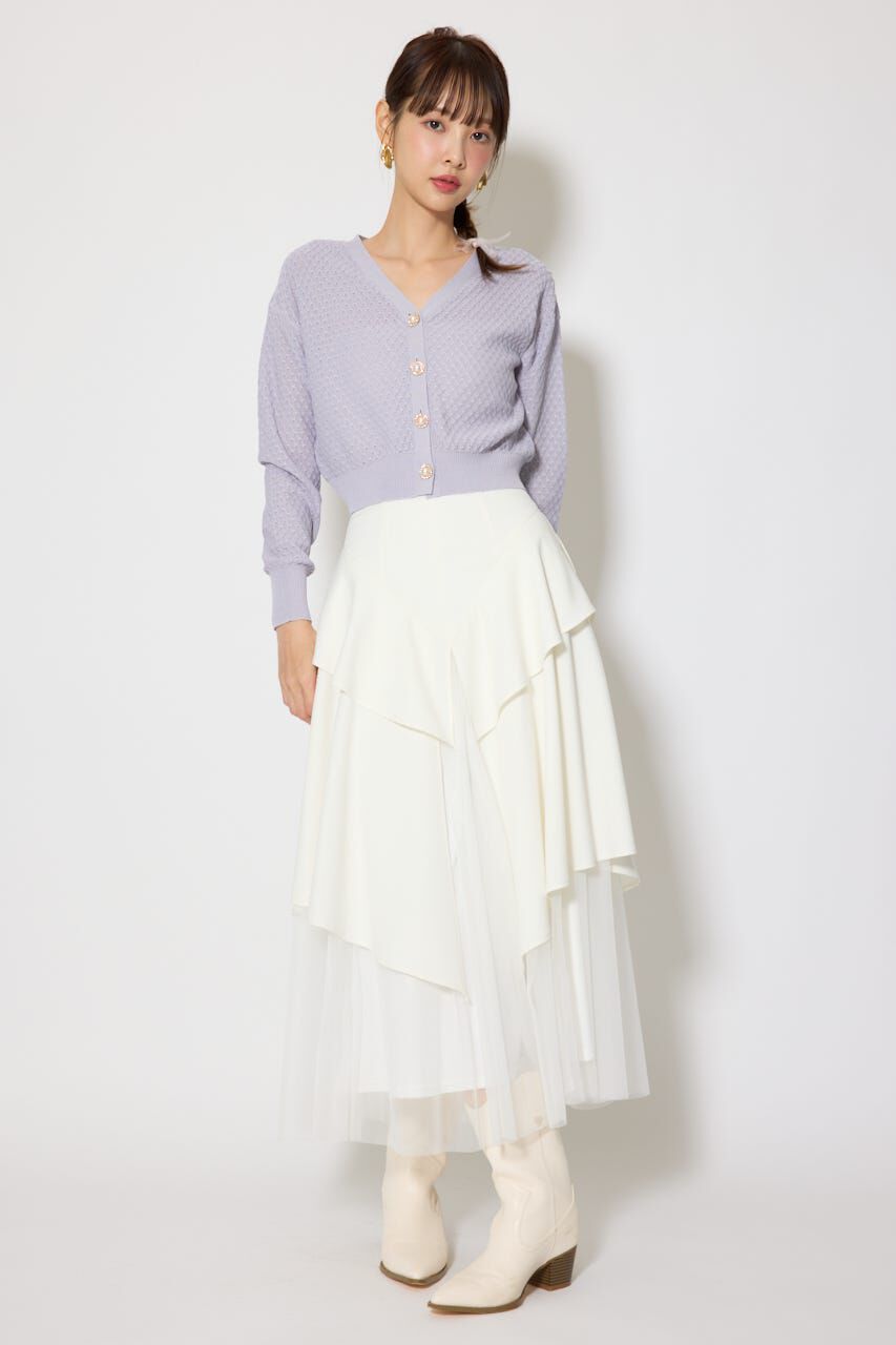 rienda「柄編みシアーカーディガン」|カーディガン|