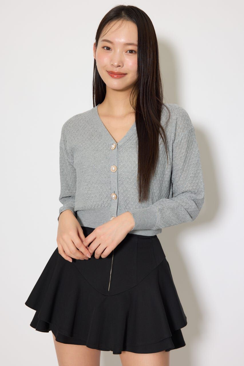 rienda「柄編みシアーカーディガン」|カーディガン|GRY