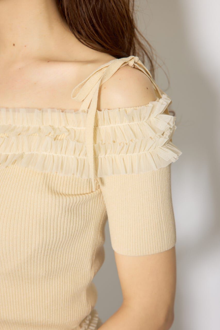 rienda「オフショルフリルニットトップス」|ニット・セーター|