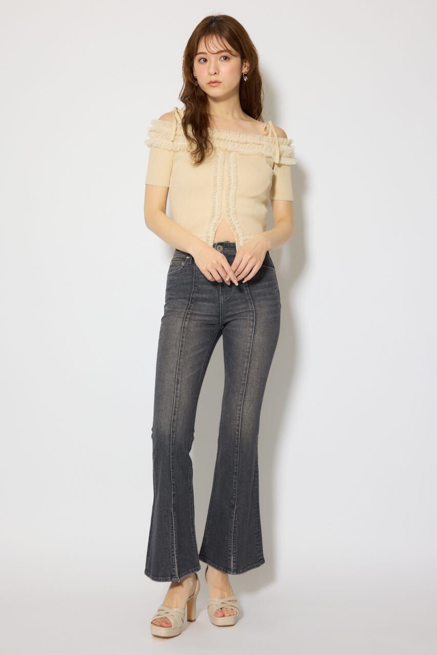 rienda「オフショルフリルニットトップス」|ニット・セーター|