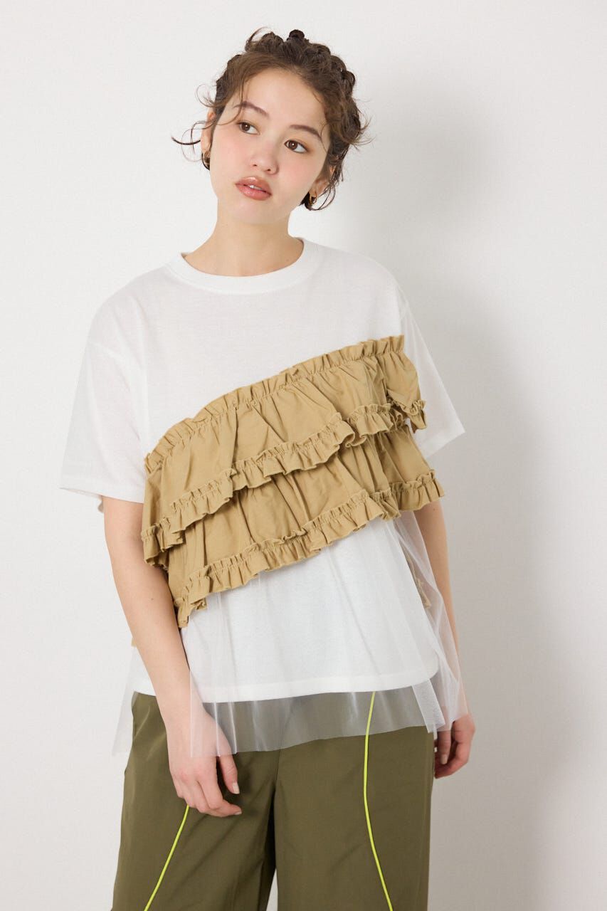 RODEO CROWNS「布帛チュールドッキングトップス」|Tシャツ・カットソー|O/WHT1