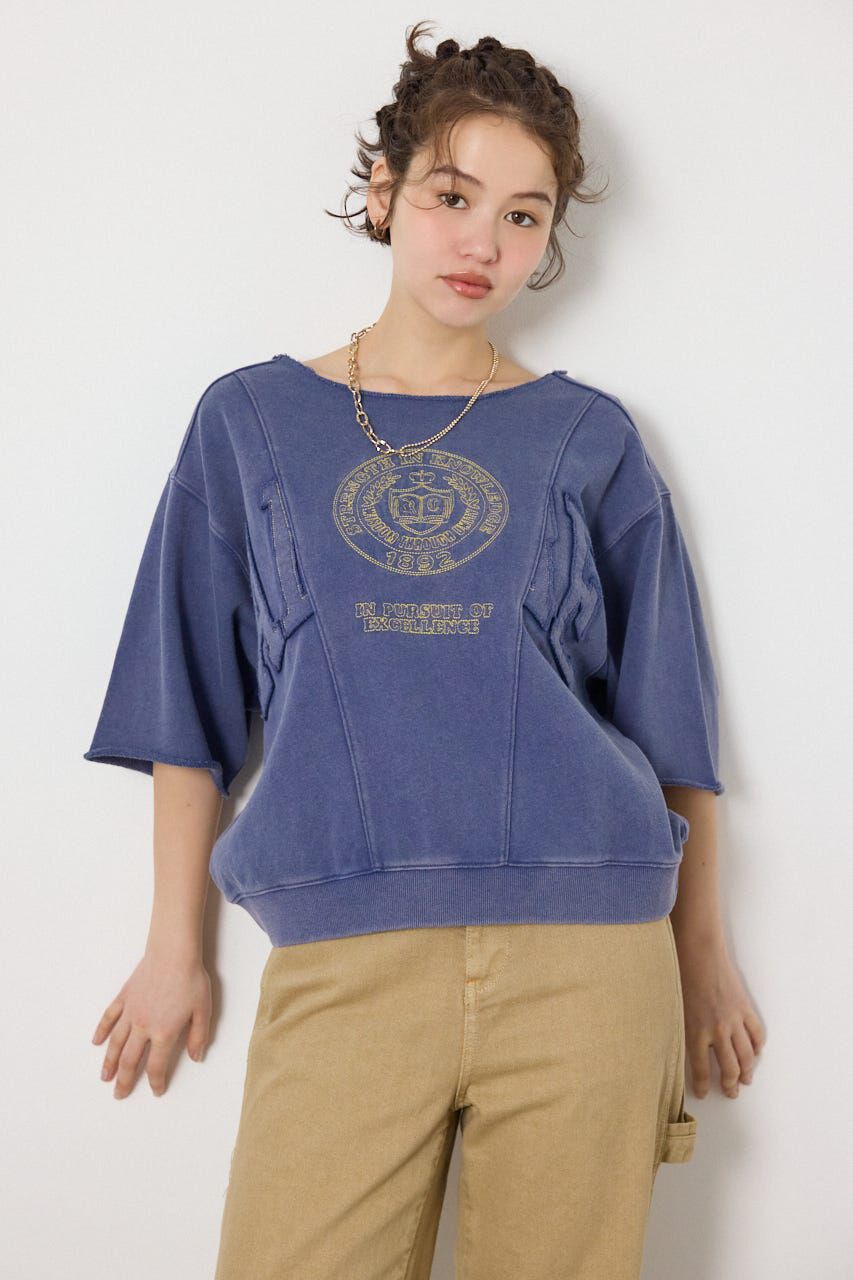 RODEO CROWNS「切替カレッジ半袖スウェット」|Tシャツ・カットソー|NVY