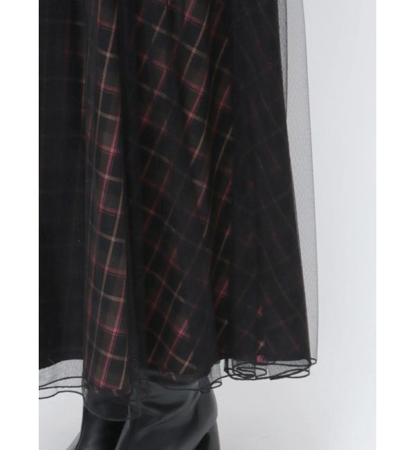 CALNAMUR「TULLE REVERSIBLE PLAID SK/チュールリバーシブルプレイドスカート」|スカート|