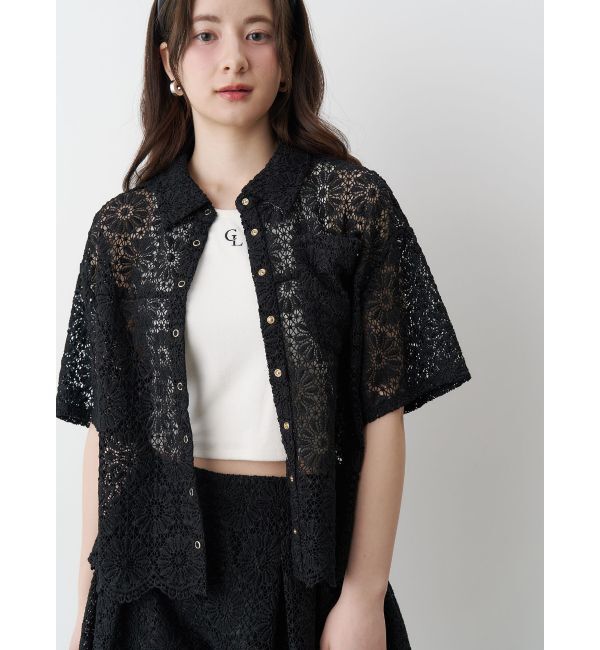 CALNAMUR「FLOWER LACE HALF SLEEVE SHIRTS/フラワーレースハーフスリーブシャツ」|シャツ・ブラウス|