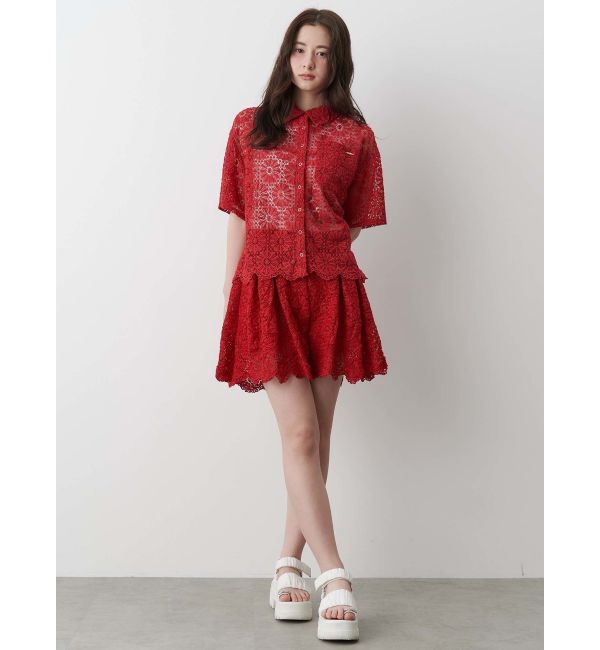 CALNAMUR「FLOWER LACE HALF SLEEVE SHIRTS/フラワーレースハーフスリーブシャツ」|シャツ・ブラウス|