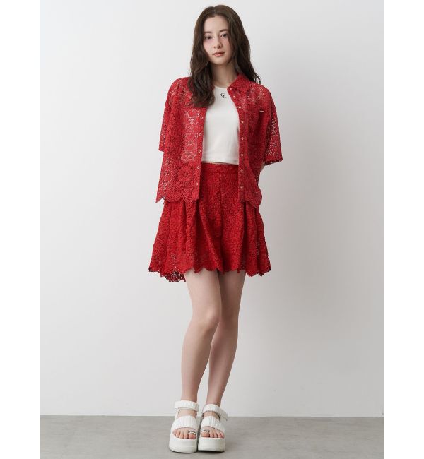 CALNAMUR「FLOWER LACE HALF SLEEVE SHIRTS/フラワーレースハーフスリーブシャツ」|シャツ・ブラウス|