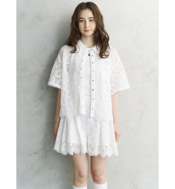 CALNAMUR「FLOWER LACE HALF SLEEVE SHIRTS/フラワーレースハーフスリーブシャツ」|シャツ・ブラウス|