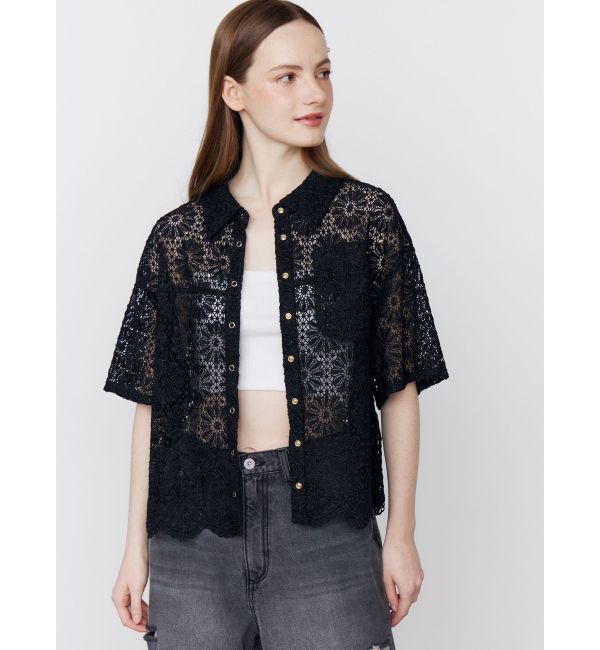 CALNAMUR「FLOWER LACE HALF SLEEVE SHIRTS/フラワーレースハーフスリーブシャツ」|シャツ・ブラウス|