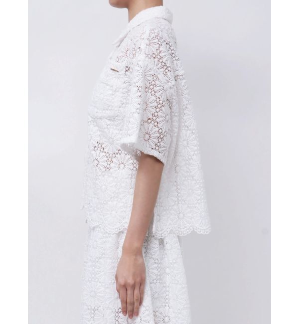 CALNAMUR「FLOWER LACE HALF SLEEVE SHIRTS/フラワーレースハーフスリーブシャツ」|シャツ・ブラウス|