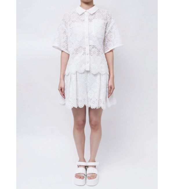 CALNAMUR「FLOWER LACE HALF SLEEVE SHIRTS/フラワーレースハーフスリーブシャツ」|シャツ・ブラウス|
