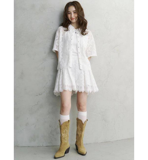 CALNAMUR「FLOWER LACE HALF SLEEVE SHIRTS/フラワーレースハーフスリーブシャツ」|シャツ・ブラウス|