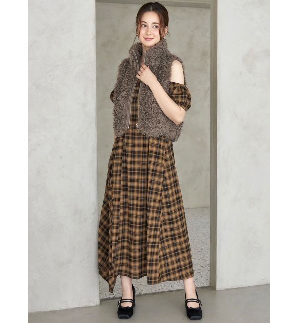 CALNAMUR「２ＷＡＹチェックロングワンピース」|ワンピース|