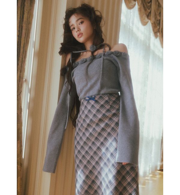 CALNAMUR「3Dローズチョーカー付きニット」|ニット・セーター|