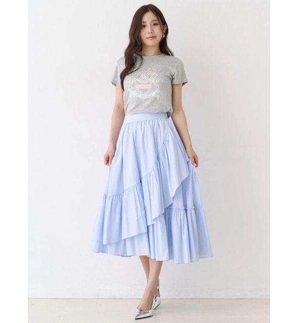 CALNAMUR「アシメフリルスカート」|スカート|ブルー