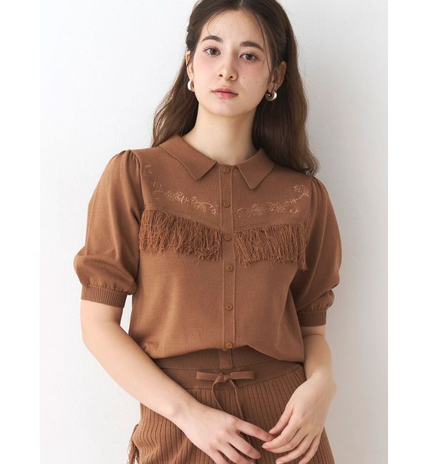 CALNAMUR「ウエスタンディティールニットトップス」|ニット・セーター|ブラウン