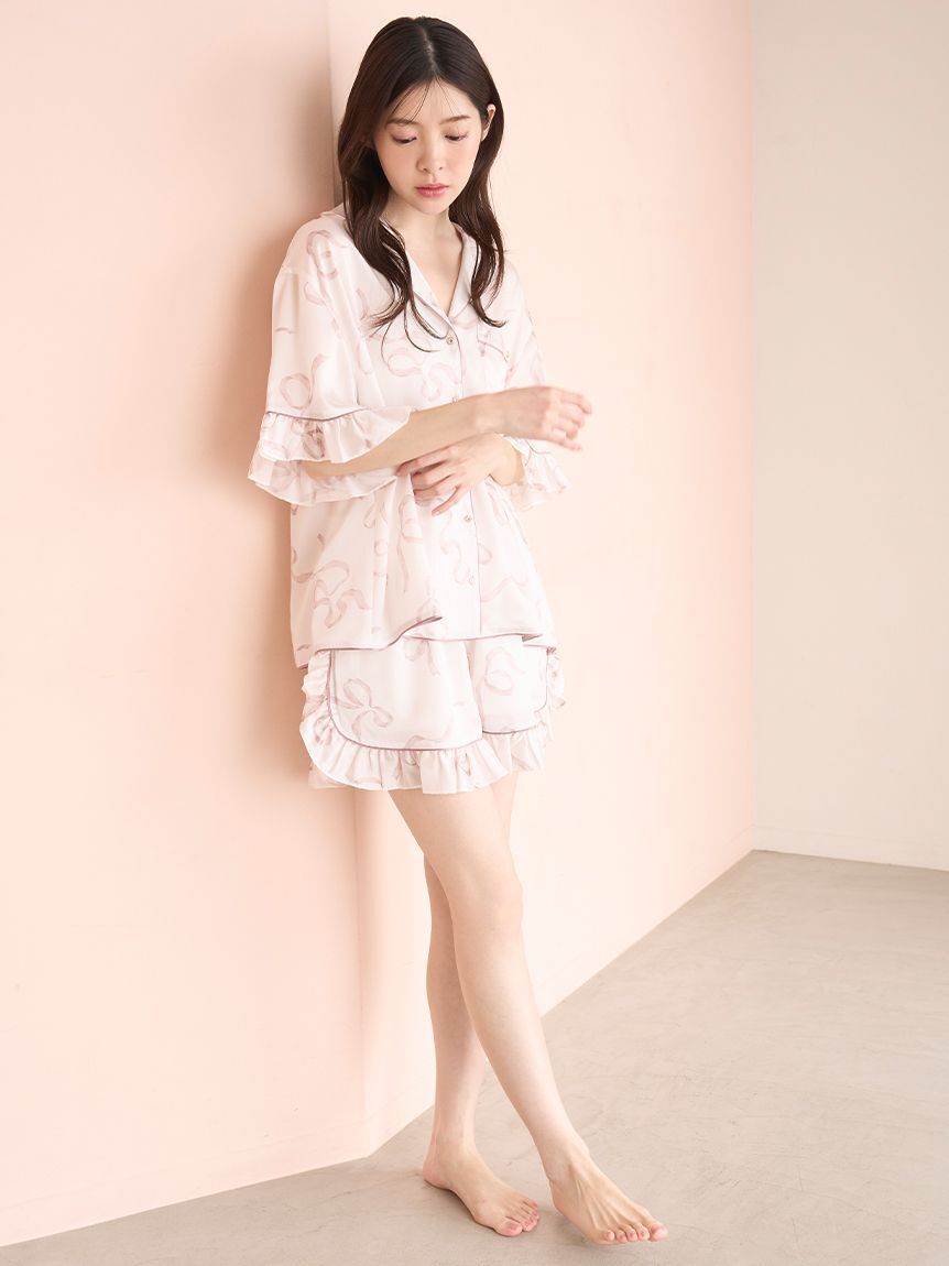 SNIDEL HOME「【Luxshine】【接触冷感】フリルリボンショートパンツ」|ルームウェア|PNK