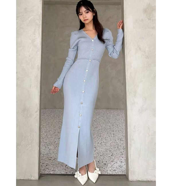 RESEXXY「ゴールドボタンタイトニットワンピース」|ワンピース|