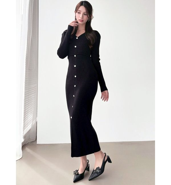RESEXXY「ゴールドボタンタイトニットワンピース」|ワンピース|