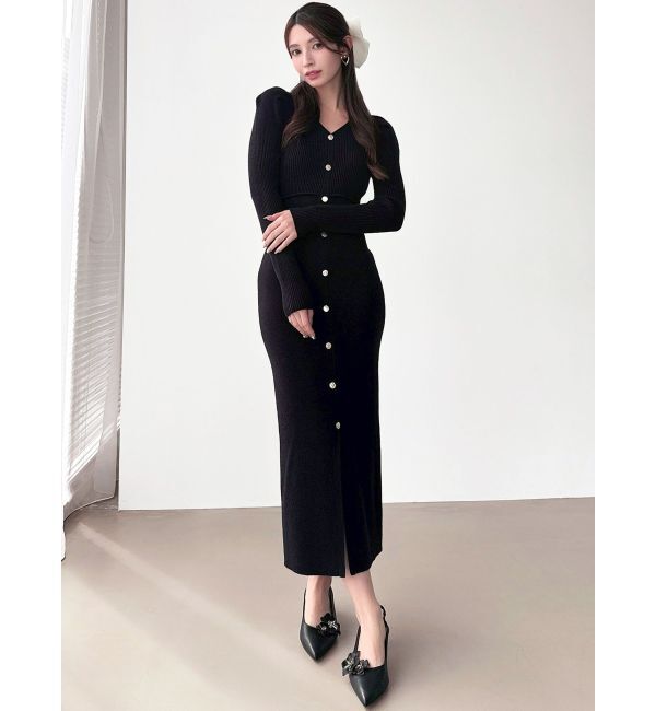 RESEXXY「ゴールドボタンタイトニットワンピース」|ワンピース|