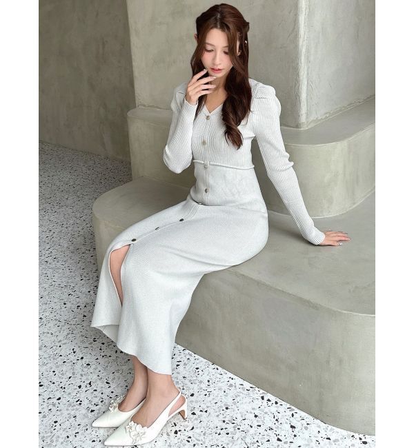 RESEXXY「ゴールドボタンタイトニットワンピース」|ワンピース|