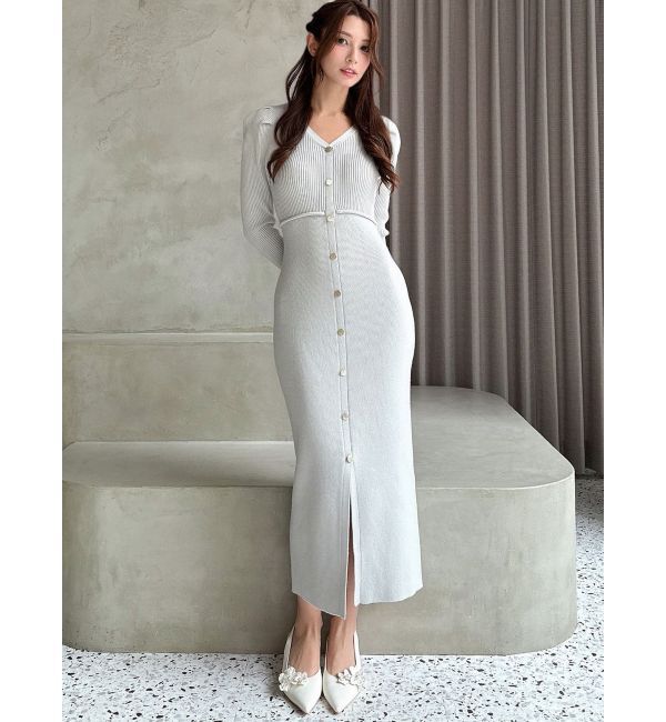 RESEXXY「ゴールドボタンタイトニットワンピース」|ワンピース|