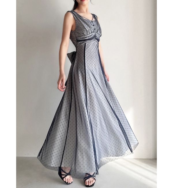 RESEXXY「ドットチュールレイヤードワンピース」|ワンピース|ネイビー