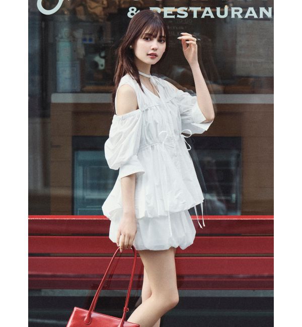 dazzlin「ギャザーバルーンペプラムブラウス」|シャツ・ブラウス|オフホワイト