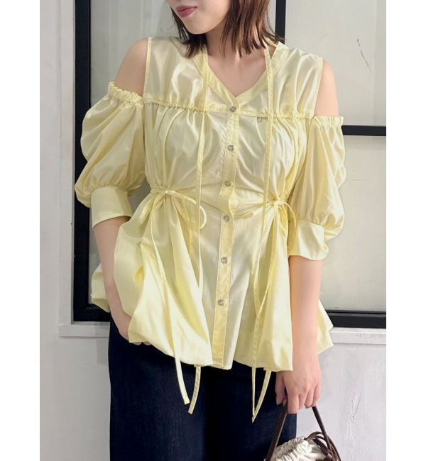 dazzlin「ギャザーバルーンペプラムブラウス」|シャツ・ブラウス|イエロー