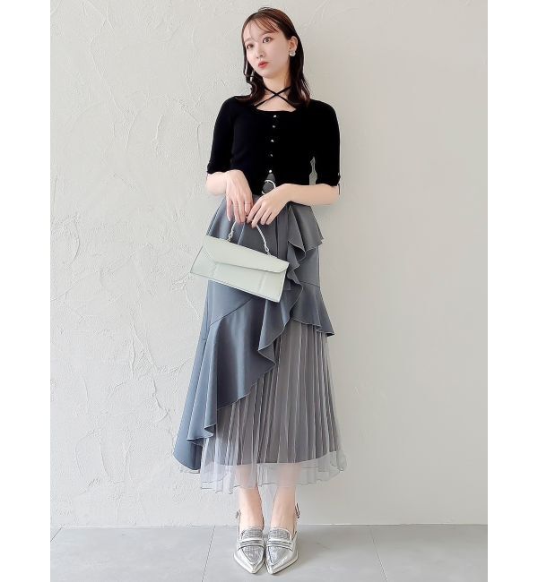 dazzlin「ハーフスリーブレイヤードカーデトップス」|ニット・セーター|