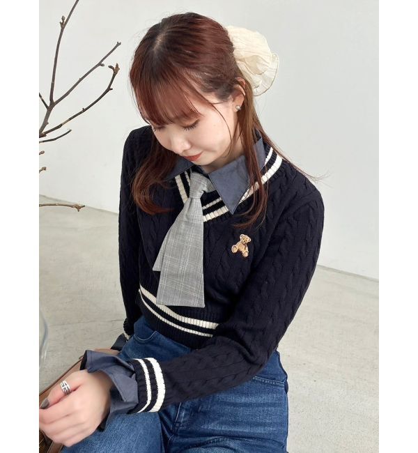 dazzlin「【POLO BCSコラボ/20周年記念復刻！】シャツドッキングケーブルニットトップス」|ニット・セーター|