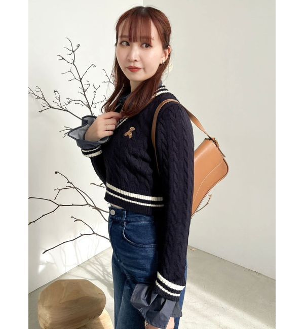 dazzlin「【POLO BCSコラボ/20周年記念復刻！】シャツドッキングケーブルニットトップス」|ニット・セーター|