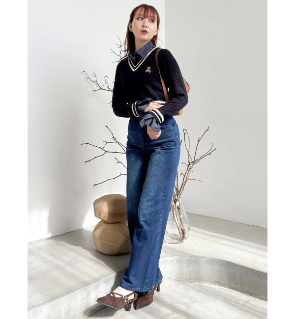 dazzlin「【POLO BCSコラボ/20周年記念復刻！】シャツドッキングケーブルニットトップス」|ニット・セーター|