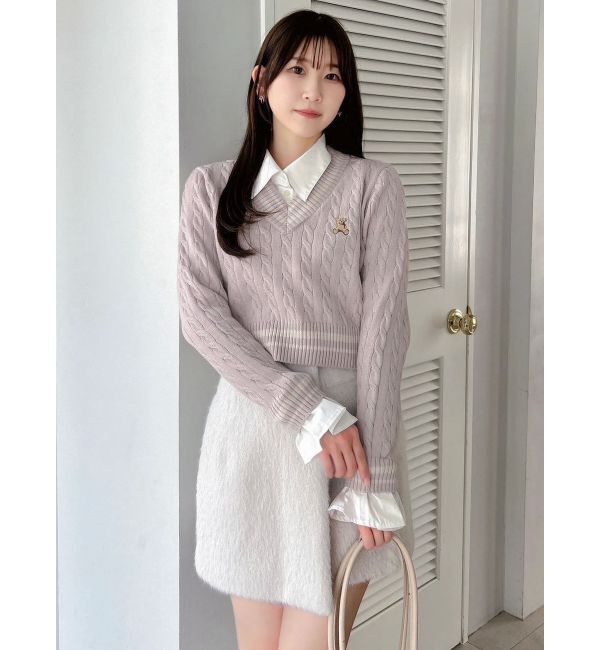 dazzlin「【POLO BCSコラボ/20周年記念復刻！】シャツドッキングケーブルニットトップス」|ニット・セーター|