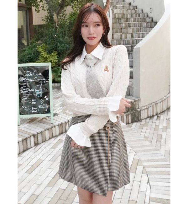 dazzlin「【POLO BCSコラボ/20周年記念復刻！】シャツドッキングケーブルニットトップス」|ニット・セーター|