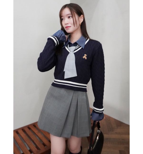 dazzlin「【POLO BCSコラボ/20周年記念復刻！】シャツドッキングケーブルニットトップス」|ニット・セーター|