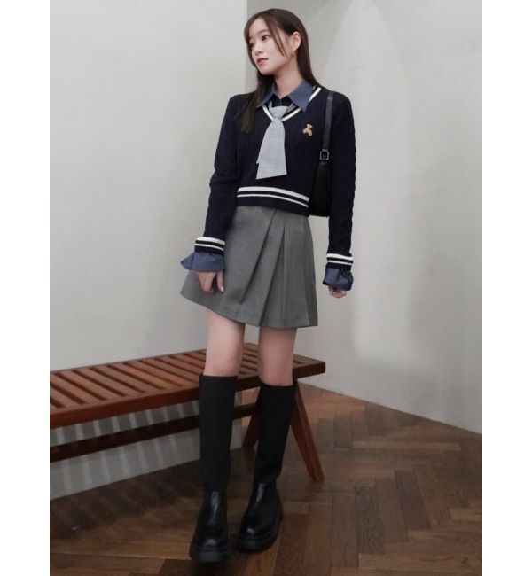 dazzlin「【POLO BCSコラボ/20周年記念復刻！】シャツドッキングケーブルニットトップス」|ニット・セーター|