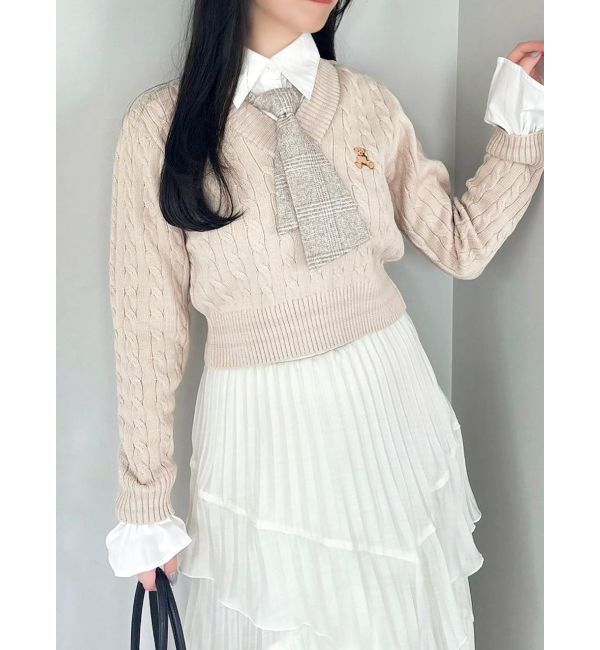 dazzlin「【POLO BCSコラボ/20周年記念復刻！】シャツドッキングケーブルニットトップス」|ニット・セーター|