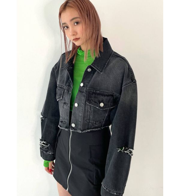 EMODA「スリットスリーブデニムジャケット」|ブルゾン・スタジャン|