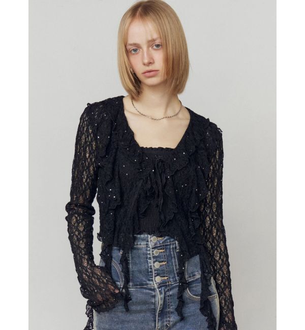 EMODA「ドットラッフルフリルクロップトップ」|Tシャツ・カットソー|