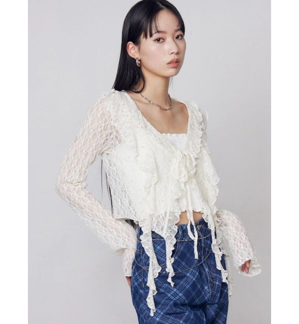 EMODA「ドットラッフルフリルクロップトップ」|Tシャツ・カットソー|