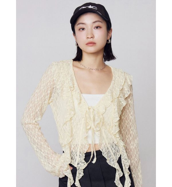 EMODA「ドットラッフルフリルクロップトップ」|Tシャツ・カットソー|