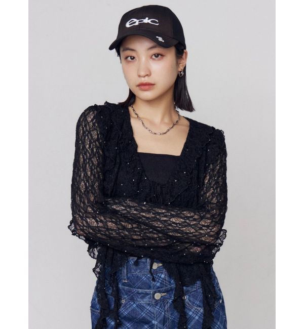 EMODA「ドットラッフルフリルクロップトップ」|Tシャツ・カットソー|