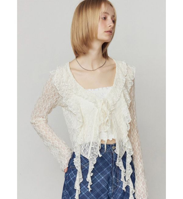 EMODA「ドットラッフルフリルクロップトップ」|Tシャツ・カットソー|