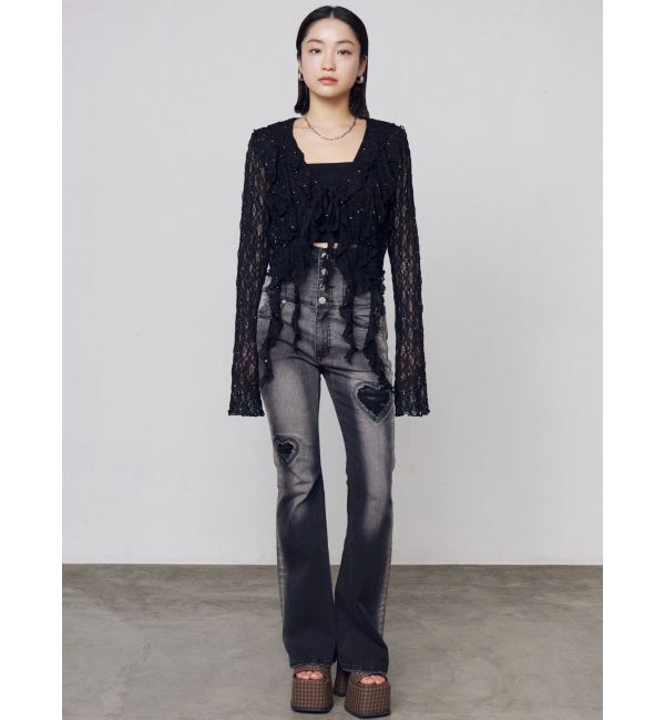 EMODA「ドットラッフルフリルクロップトップ」|Tシャツ・カットソー|