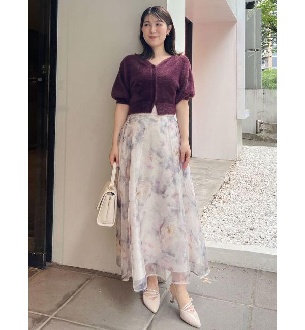 MERCURYDUO「2WAYキーネックミニシャギーコンパクトカーディガン」|カーディガン|