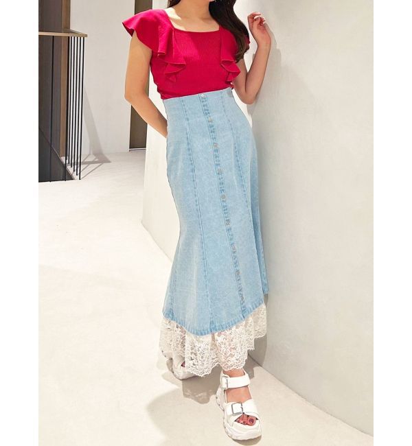 MERCURYDUO「2WAY総針ラッフルコンパクトニット」|ニット・セーター|