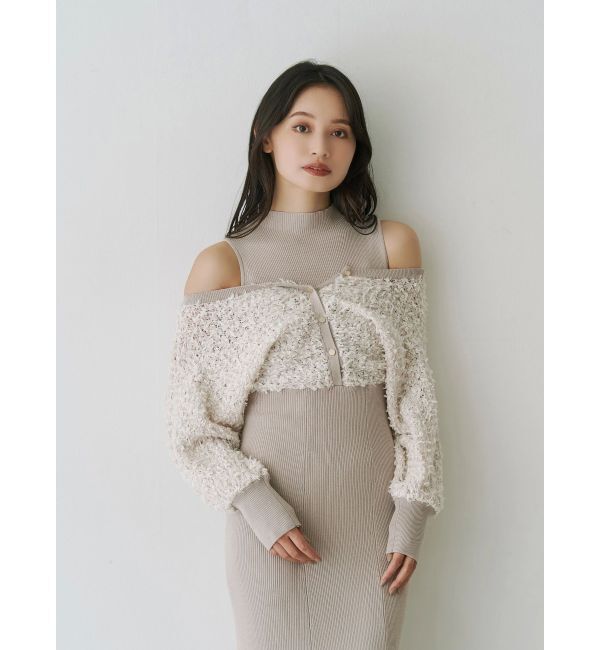 MERCURYDUO「ツイードニットカーデドッキングマーメイドニットワンピース」|ワンピース|