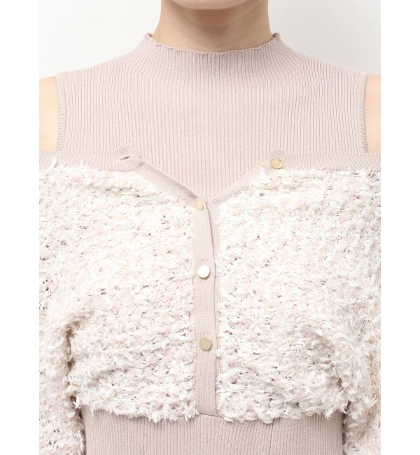 MERCURYDUO「ツイードニットカーデドッキングマーメイドニットワンピース」|ワンピース|