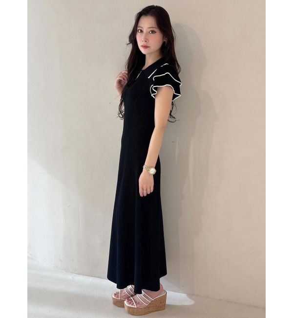 MERCURYDUO「ポロ衿ラッフルニットワンピース」|ワンピース|