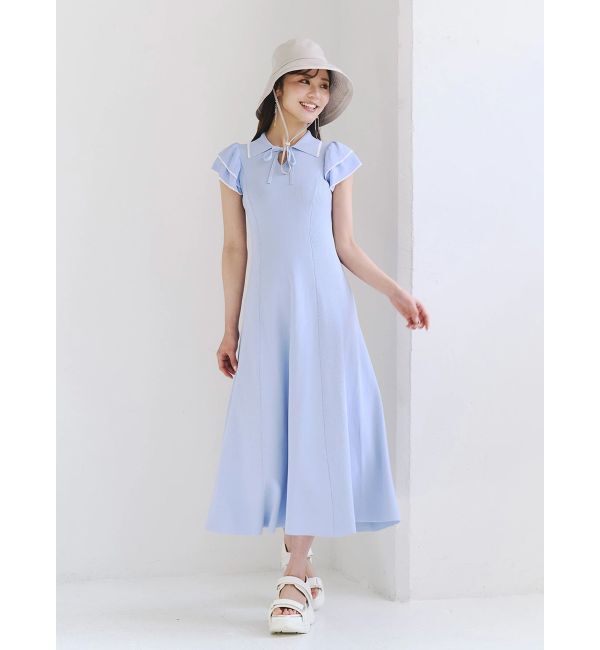 MERCURYDUO「ポロ衿ラッフルニットワンピース」|ワンピース|